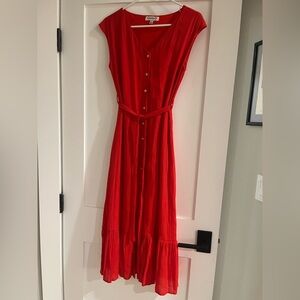 Nanette Lepore Red Maxi Dress with Button-Down Front